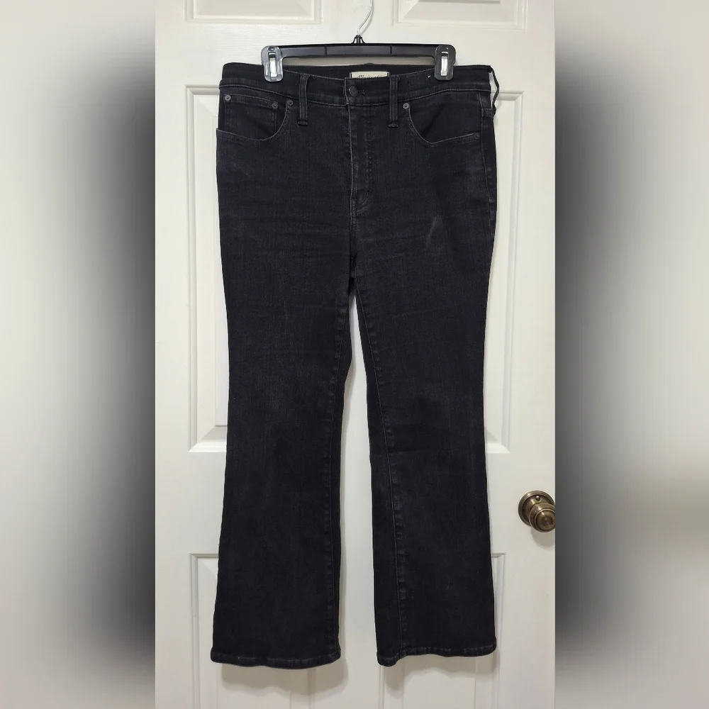 Madewell Women's Mid Rise Kick Out Black Cotton Denim Jeans Size 31 - Picture 2 of 15